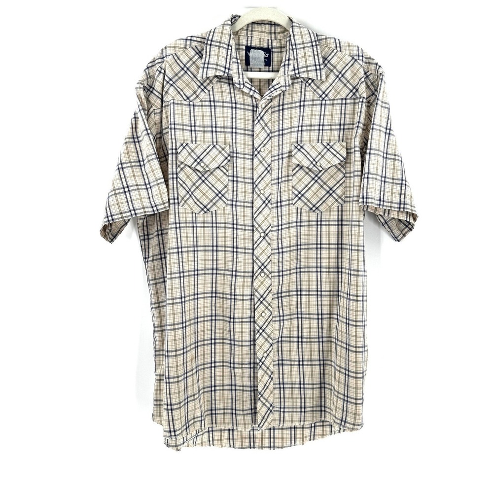 Wrangler Men's Western Shirt Pearl Snap Cowboy Work 2XL Multicolor Plaid Rodeo